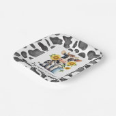 Schattigee Koe Zonnebloem Modern Boerderij Dier 1e Papieren Bordje (Gebogen)