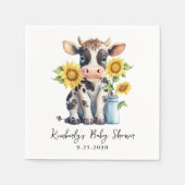Schattigee Koe Zonnebloemen Eenvoudig Modern Boerd Servet (Voorkant)