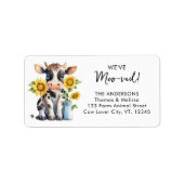 Schattigee Koe Zonnebloemen We hebben verhuisd Adr Etiket (Voorkant)
