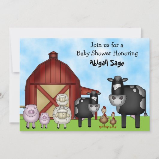 Schattigee Koeien en Barnyard Farm Animals Baby sh Kaart (Voorkant)