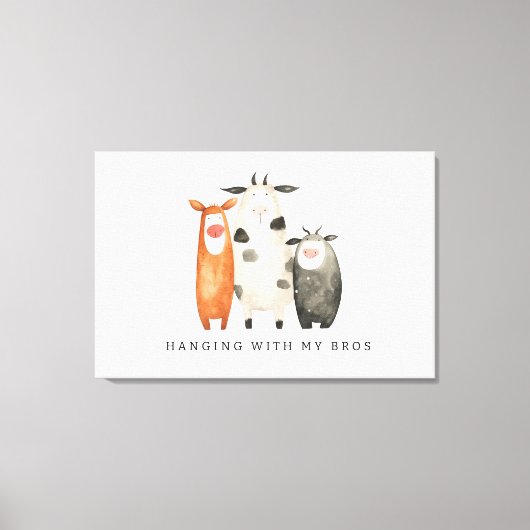 Schattigee Koeien Opknoping met mijn Bros Canvas Afdruk (Voorkant)