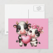 Schattigee Koeien Roze Hart Briefkaart (Voorkant / Achterkant)