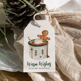 Schattigee koekjes en cacao Warm Wishes Vakantie Cadeaulabel