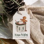 Schattigee koekjes en cacao Warm Wishes Vakantie Cadeaulabel