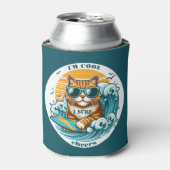 Schattigee koele Cartoon Surf Cat Blikjeskoeler (Blikje Voorkant)