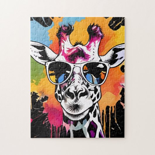 Schattigee Koele Giraffe met Zonnebril Legpuzzel (Verticaal)