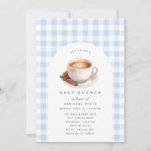 Schattigee Koffie Blauw Gingham Boy Baby shower Br Kaart (Voorkant)