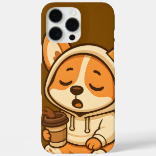 Schattigee Koffie Corgi – Kawaii Hond Telefoonhoes iPhone 16 Pro Max Hoesje