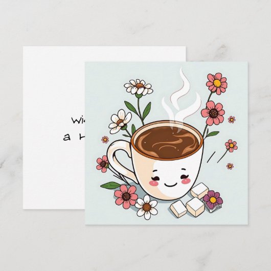 Schattigee koffie en bloemen grillig (Voorkant / Achterkant)