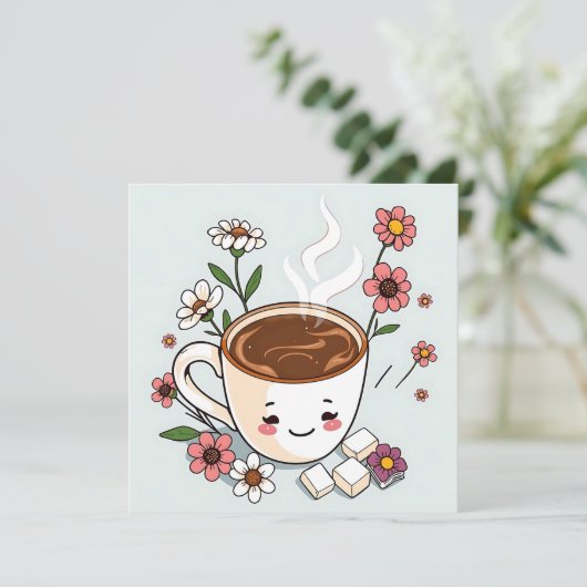 Schattigee koffie en bloemen grillig (Staand voorkant)