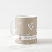 Schattigee Koffie gekleurd met White Heart Pattern Koffiemok (Voorkant links)