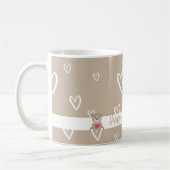 Schattigee Koffie gekleurd met White Heart Pattern Koffiemok (Links)