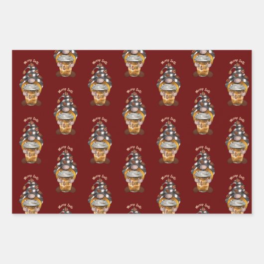 Schattigee Koffie Kerstvakantie Gnomes Inpakpapier Vel (Voorkant 2)