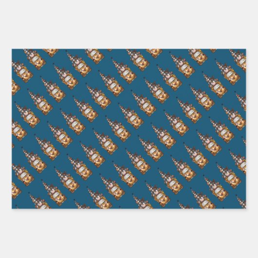 Schattigee Koffie Kerstvakantie Gnomes Inpakpapier Vel (Voorkant)