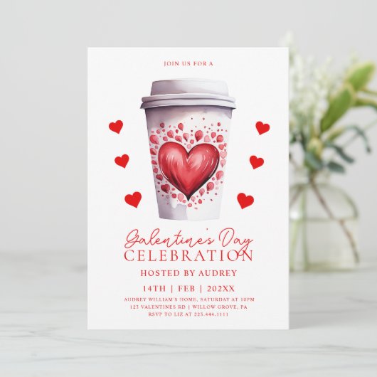 Schattigee koffie latte Valentijnse Galentines Pa Kaart (Staand voorkant)