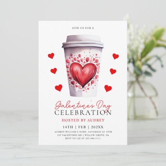 Schattigee koffie latte Valentijnse  Galentines Pa Kaart (Staand voorkant)