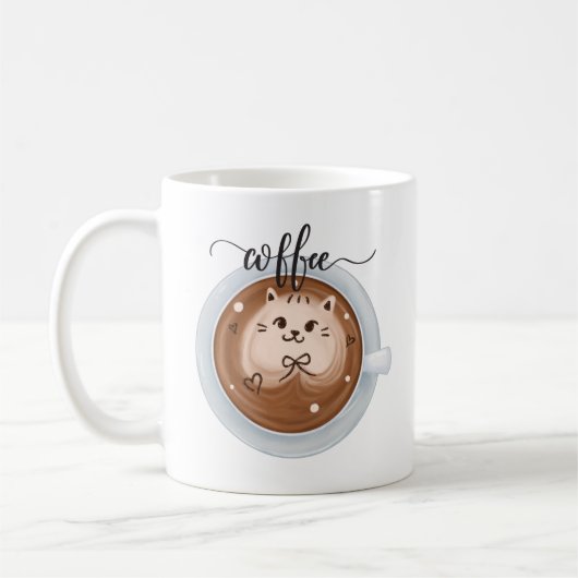 Schattigee Koffie met kat Latte Aangepaste Naam Koffiemok (Links)