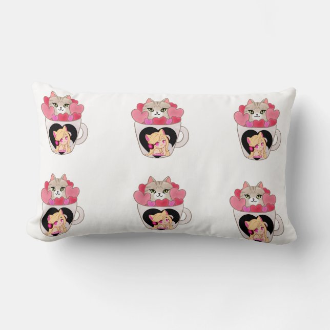 Schattigee Koffie Mok Kattenkussen Kussen (Voorkant)