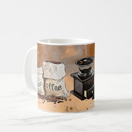 Schattigee koffiebar grinder bonen koffiemok (Voorkant links)