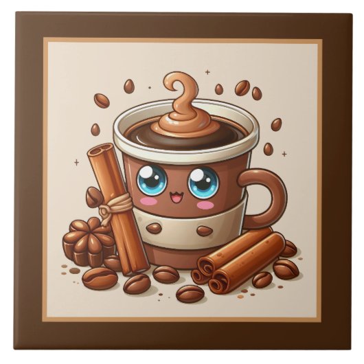 Schattigee koffiebar, winkel of keuken met een kof tegeltje (Voorkant)