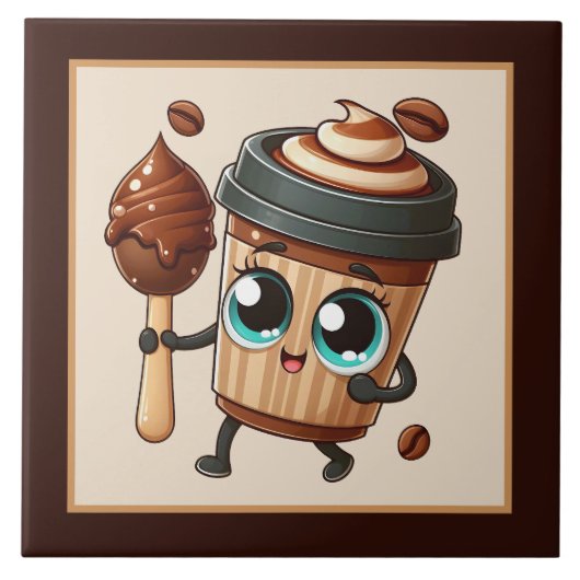 Schattigee koffiebar, winkel of keuken met een kof tegeltje (Voorkant)