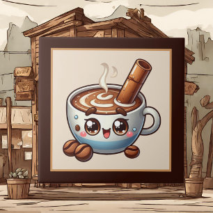 Schattigee koffiebar, winkel of keuken met een kof tegeltje