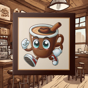 Schattigee koffiebar, winkel of keuken met een kof tegeltje