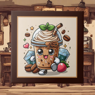 Schattigee koffiebar, winkel of keuken met een kof tegeltje