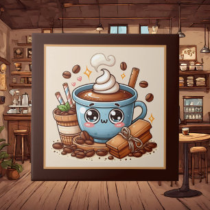 Schattigee koffiebar, winkel of keuken met een kof tegeltje