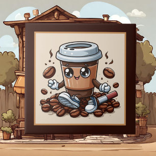 Schattigee koffiebar, winkel of keuken met een kof tegeltje