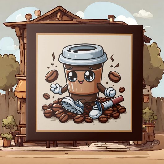 Schattigee koffiebar, winkel of keuken met een kof tegeltje