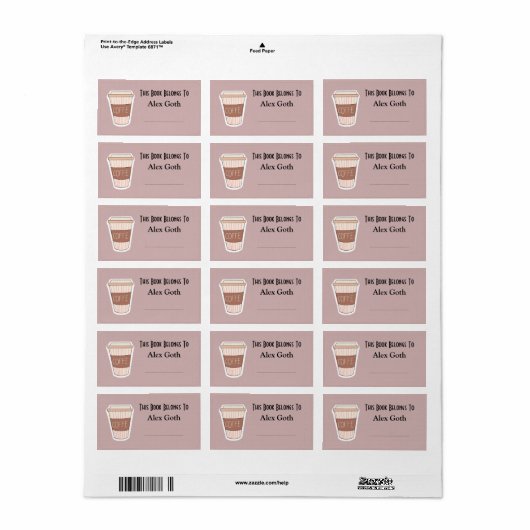 Schattigee Koffieboek Labels - Custom Name Labels (Full Sheet)