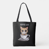 Schattigee koffiekat gepersonaliseerde grappige Ca Tote Bag (Achterkant)