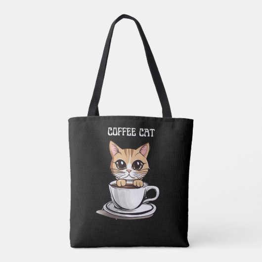 Schattigee koffiekat gepersonaliseerde grappige Ca Tote Bag (Achterkant)