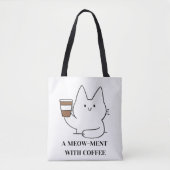 Schattigee Koffiekattenkunst – Minimalistisch Kawa Tote Bag (Voorkant)