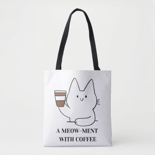 Schattigee Koffiekattenkunst – Minimalistisch Kawa Tote Bag (Voorkant)