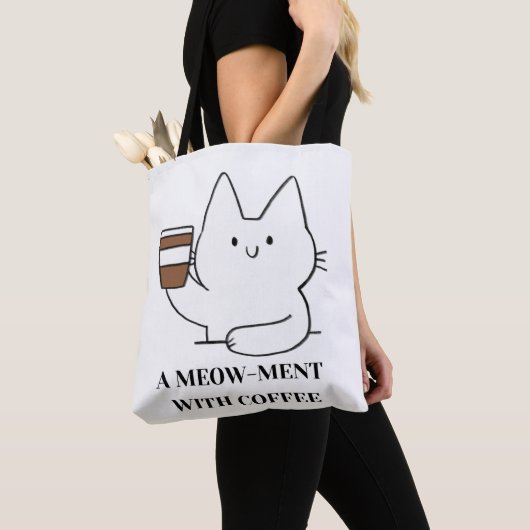 Schattigee Koffiekattenkunst – Minimalistisch Kawa Tote Bag (Dichtbij)