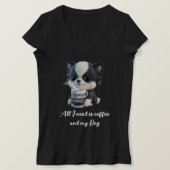 Schattigee Koffieliefhebber Hondenhond zwart-wit p T-shirt (Design voorkant)