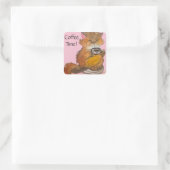 Schattigee Koffietijd Kat Vierkante Stickers (Tas)