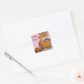 Schattigee Koffietijd Kat Vierkante Stickers (Envelop)