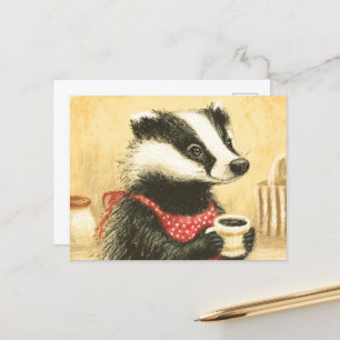 Schattigee koffietijd met Schattige Miss Badger Briefkaart