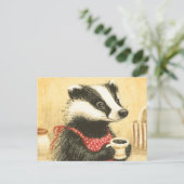 Schattigee koffietijd met Schattige Miss Badger Briefkaart (Staand voorkant)