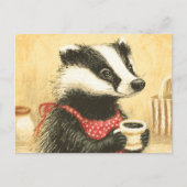 Schattigee koffietijd met Schattige Miss Badger Briefkaart (Voorkant)
