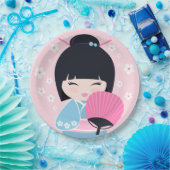 Schattigee Kokeshi Doll Verjaardag Papieren Bordje (Feest)