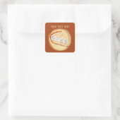 Schattigee kokoscrème taart Bericht toevoegen Vierkante Sticker (Tas)