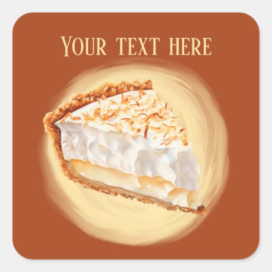 Schattigee kokoscrème taart Bericht toevoegen Vierkante Sticker (Voorkant)