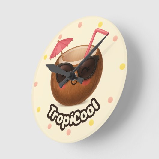 Schattigee kokosnoot - Tropisch ontwerp met pastel Ronde Klok (Hoek)