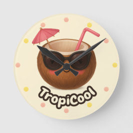 Schattigee kokosnoot - Tropisch ontwerp met pastel Ronde Klok