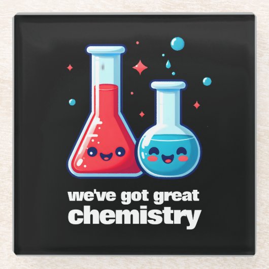 Schattigee kolf & tube We hebben geweldige chemie Glazen Onderzetter (Voorkant)