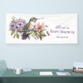 Schattigee kolibrie en bloemen meisje Baby shower Spandoek (Beurs)
